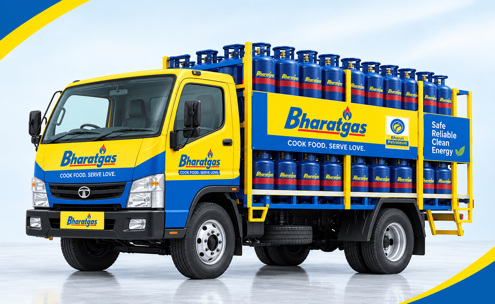 Bulk LPG road tanker and commercial cylinder dispatch truck